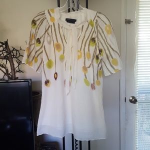 BCBG floral tie front top